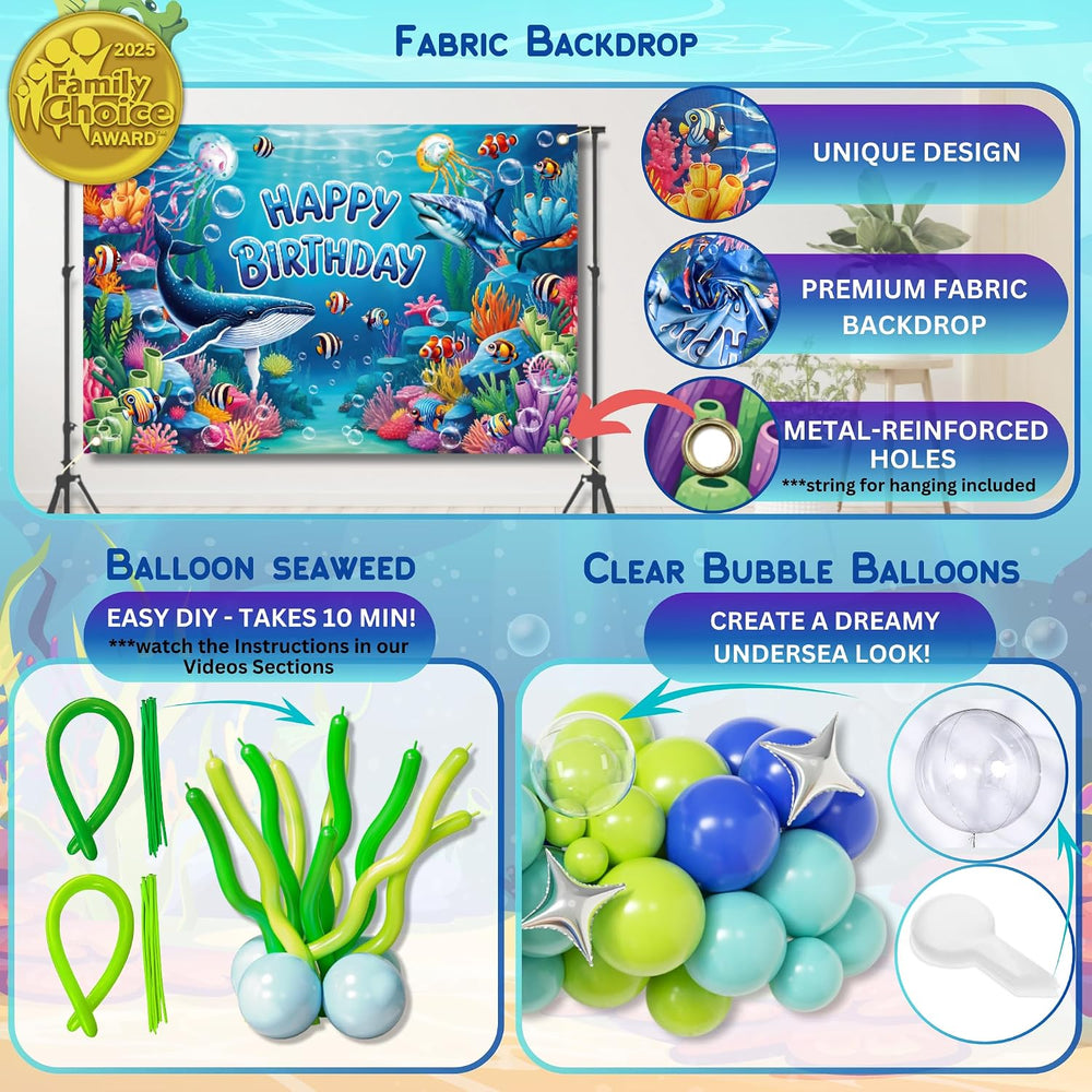 179 Pc Under the Sea Party Decorations – Ocean Birthday Balloon Arch Kit