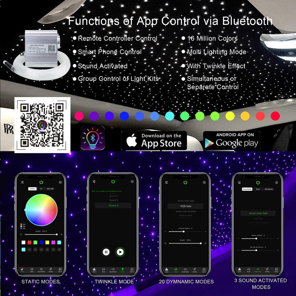 Fiber Optic Lights kit Twinkle+ APP Control + Music Effect for Star Ceiling S...
