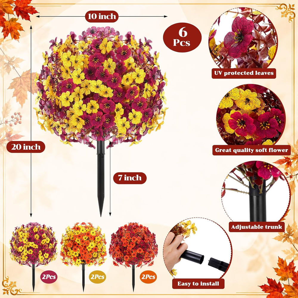 6 Pack 20" Fall Artificial Topiary Ball Trees