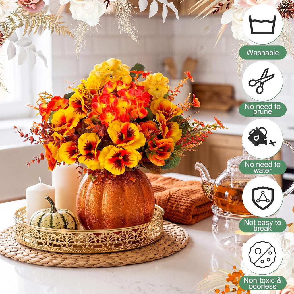 Thiccywoov 40 Bundles Fall Artificial Flowers for Outdoor Plants Decor