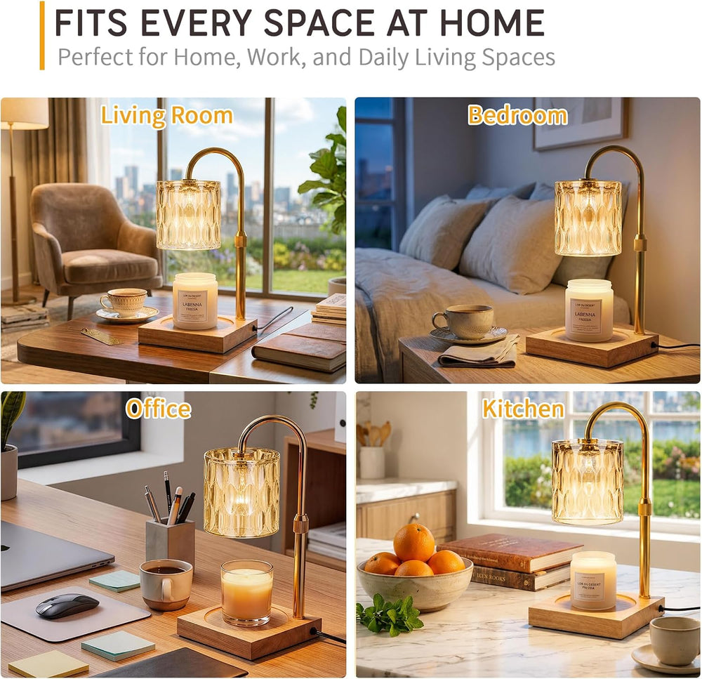 TOACSUCP Candle Warmer Lamp with 3 Bulbs, Adjustable Height Dimmable Candle W...