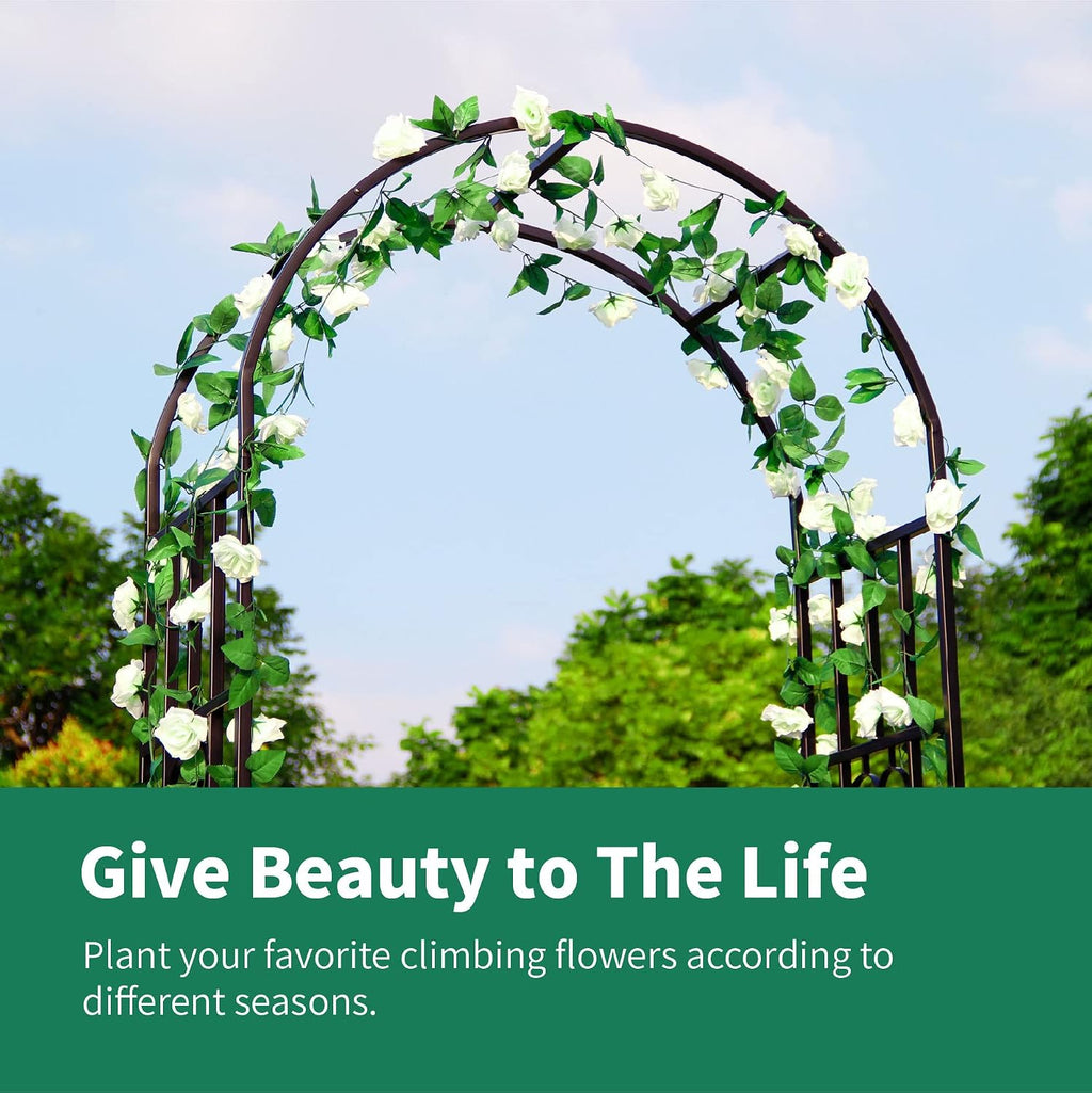 Metal Garden Archway, 100"H x 45"W Curved Arbor for Climbing Plants