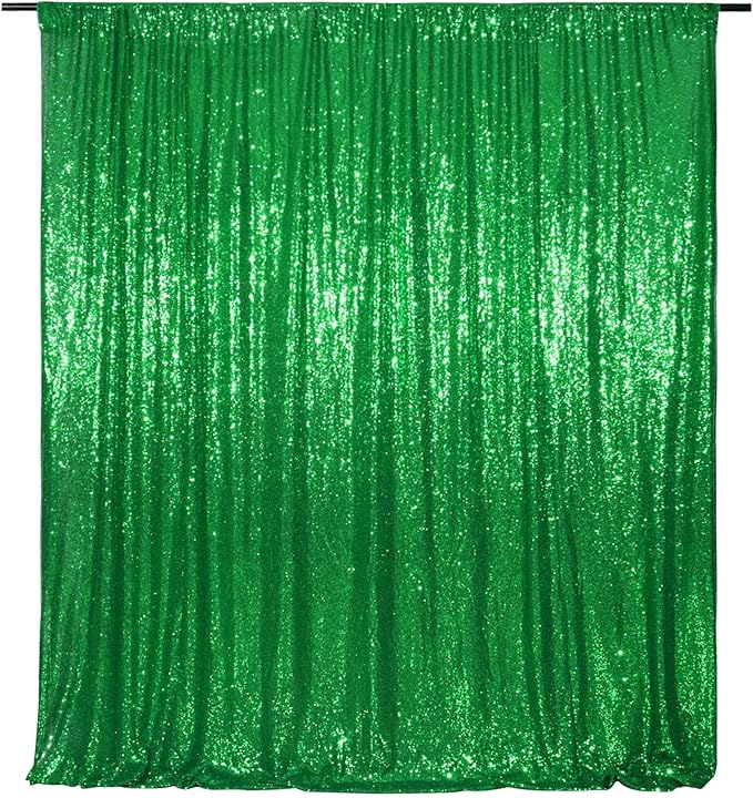 Poise3EHome Green Sequin Backdrop Curtain, 10Ft x 10Ft Green Glitter Backdrop Curtains, Sequence Xmas Thanksgiving Backdrop Drapes for Wedding Party Festival Decor
