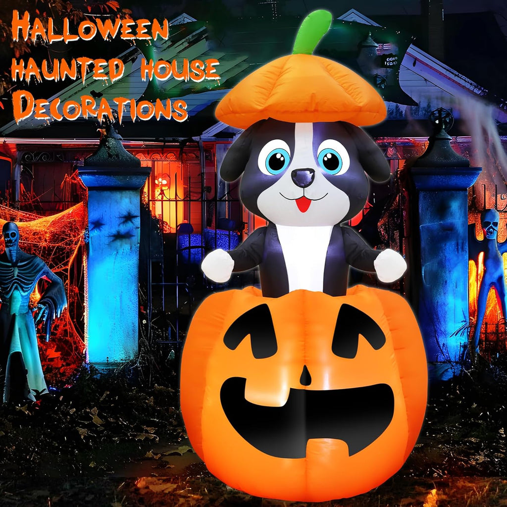 animated 5 ft halloween inflatables dog broke out, side view