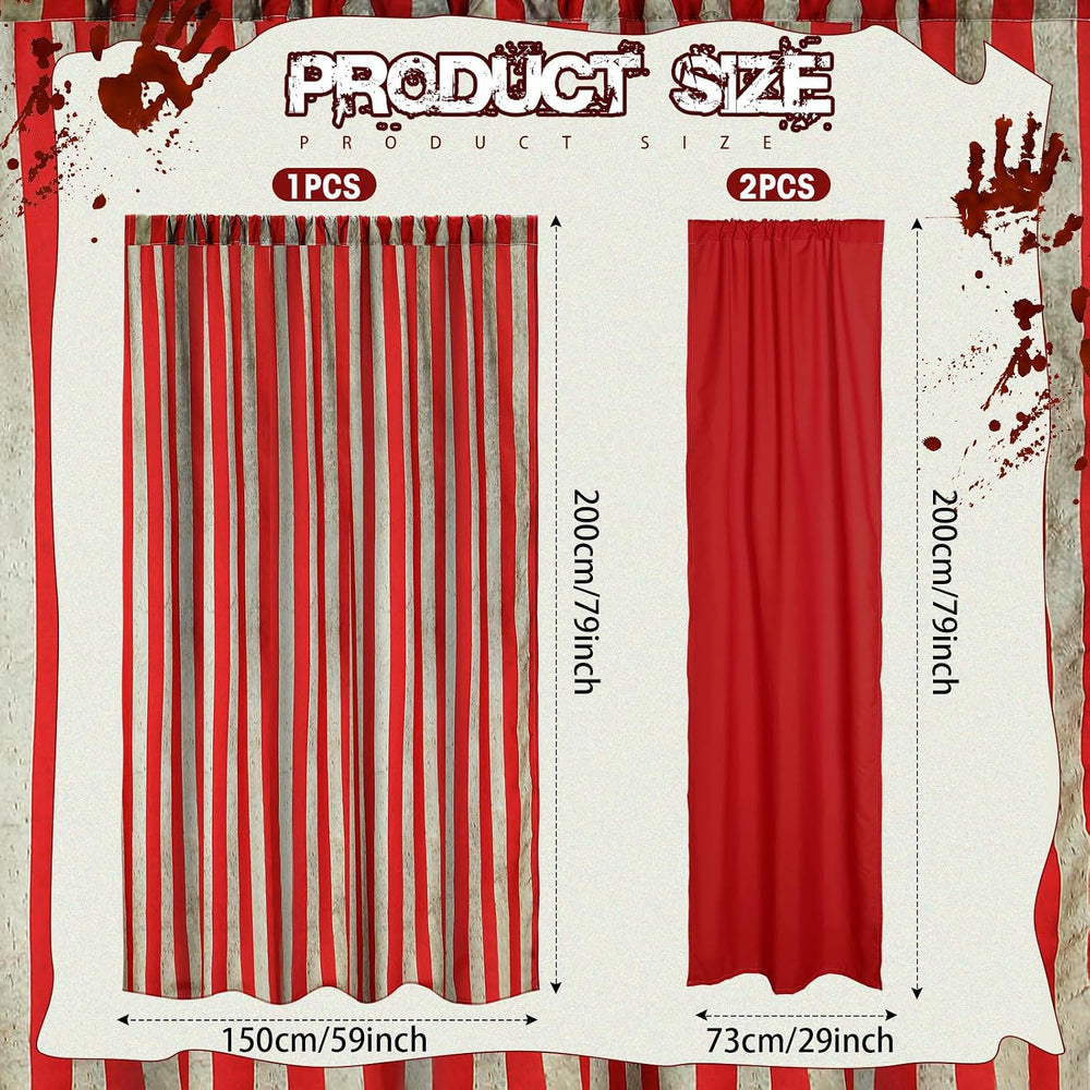 Tingjoo 3 Pcs Carnival Circus Backdrop Decoration, Retro Red,White, Classic