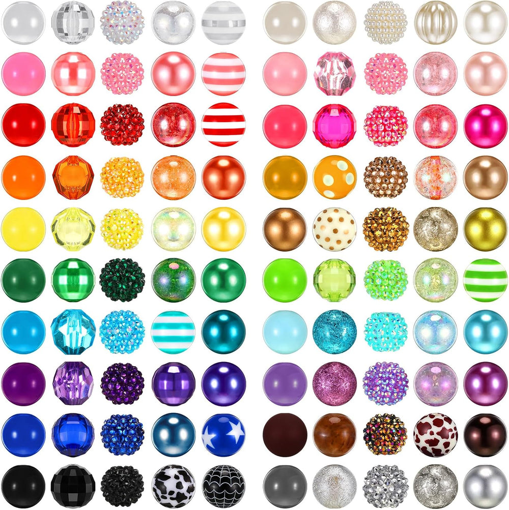Huquary 200 Pcs 20mm Round Beads Rhinestone for Jewelry Making, Mix Color