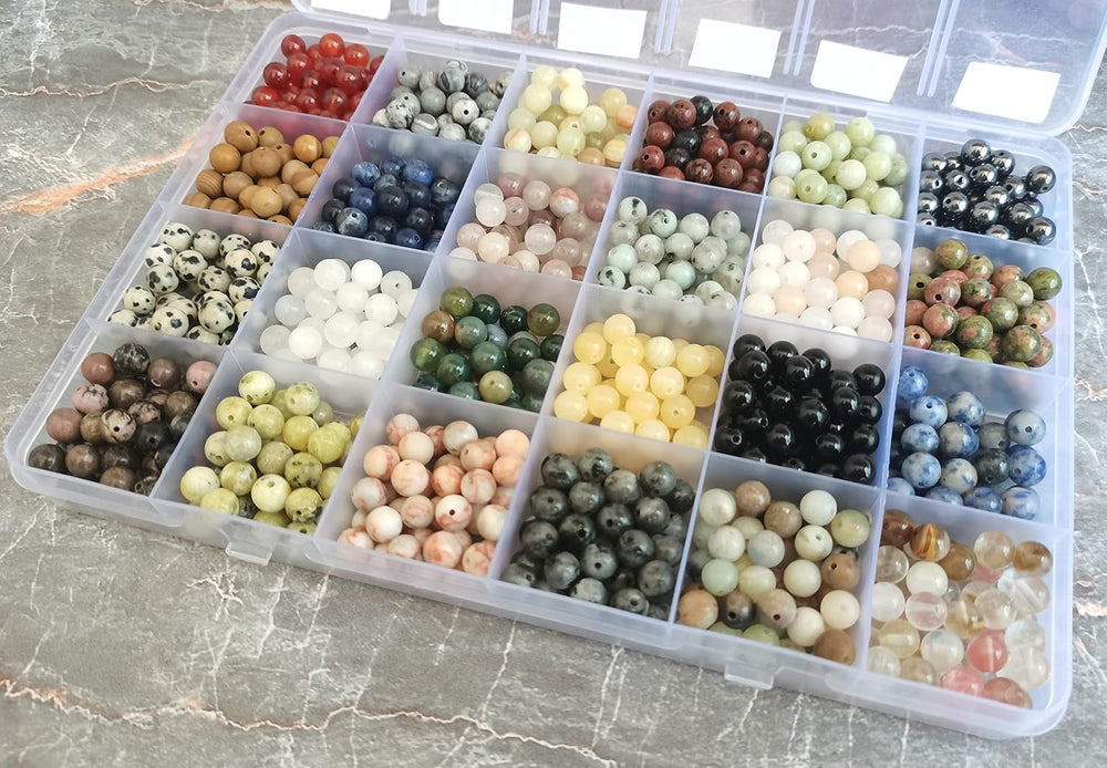 960pcs 6mm Natural Gemstone Beads Crystal Bracelet Jewelry Making Kit