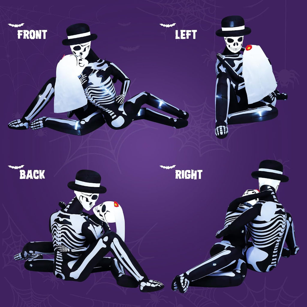 zpisf 8.5 ft giant halloween inflatables cuddling skeleton, package contents