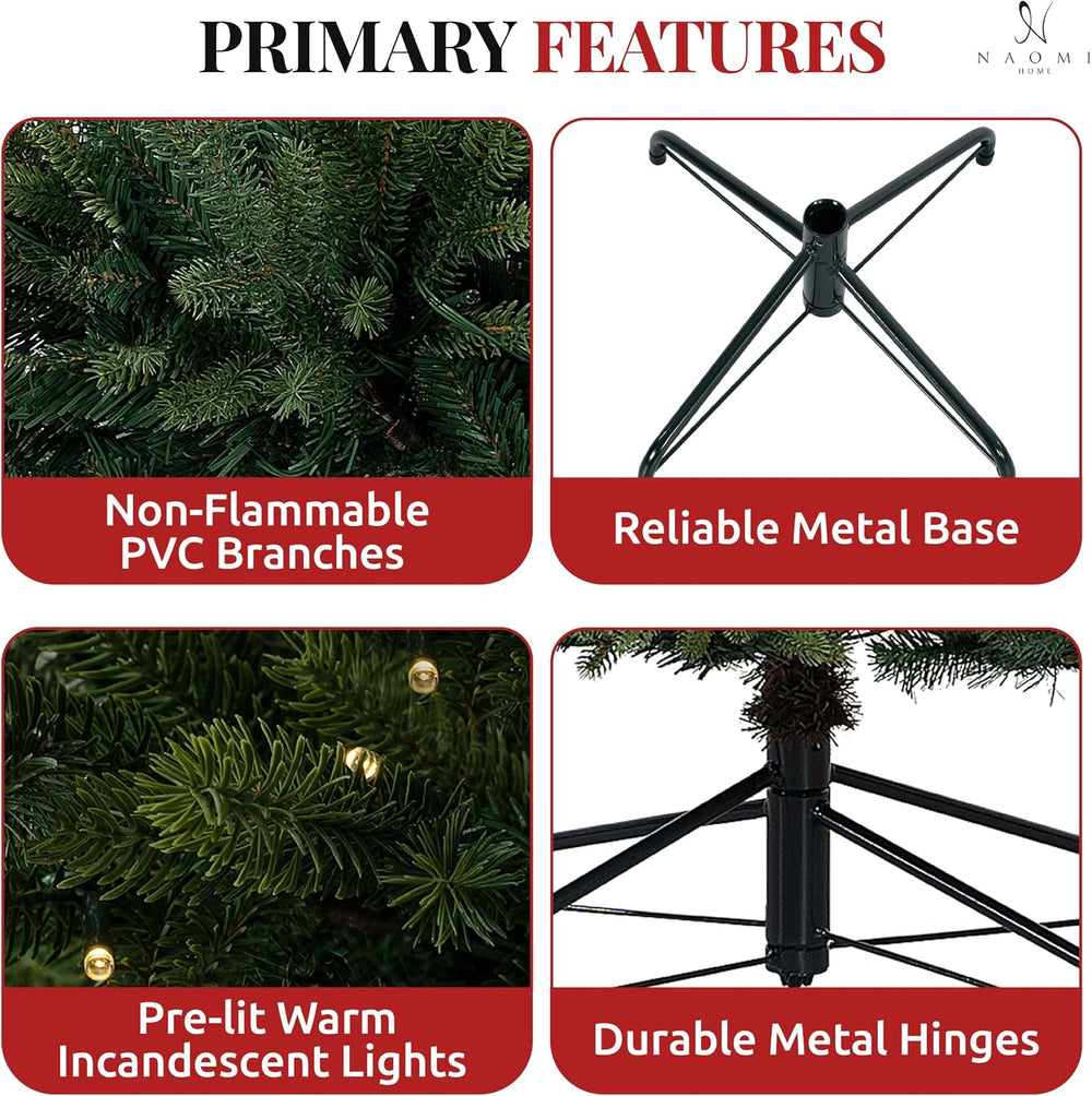 Naomi Home Kinsley 9ft Prelit Artificial Christmas Tree, 1000 Warm Lights