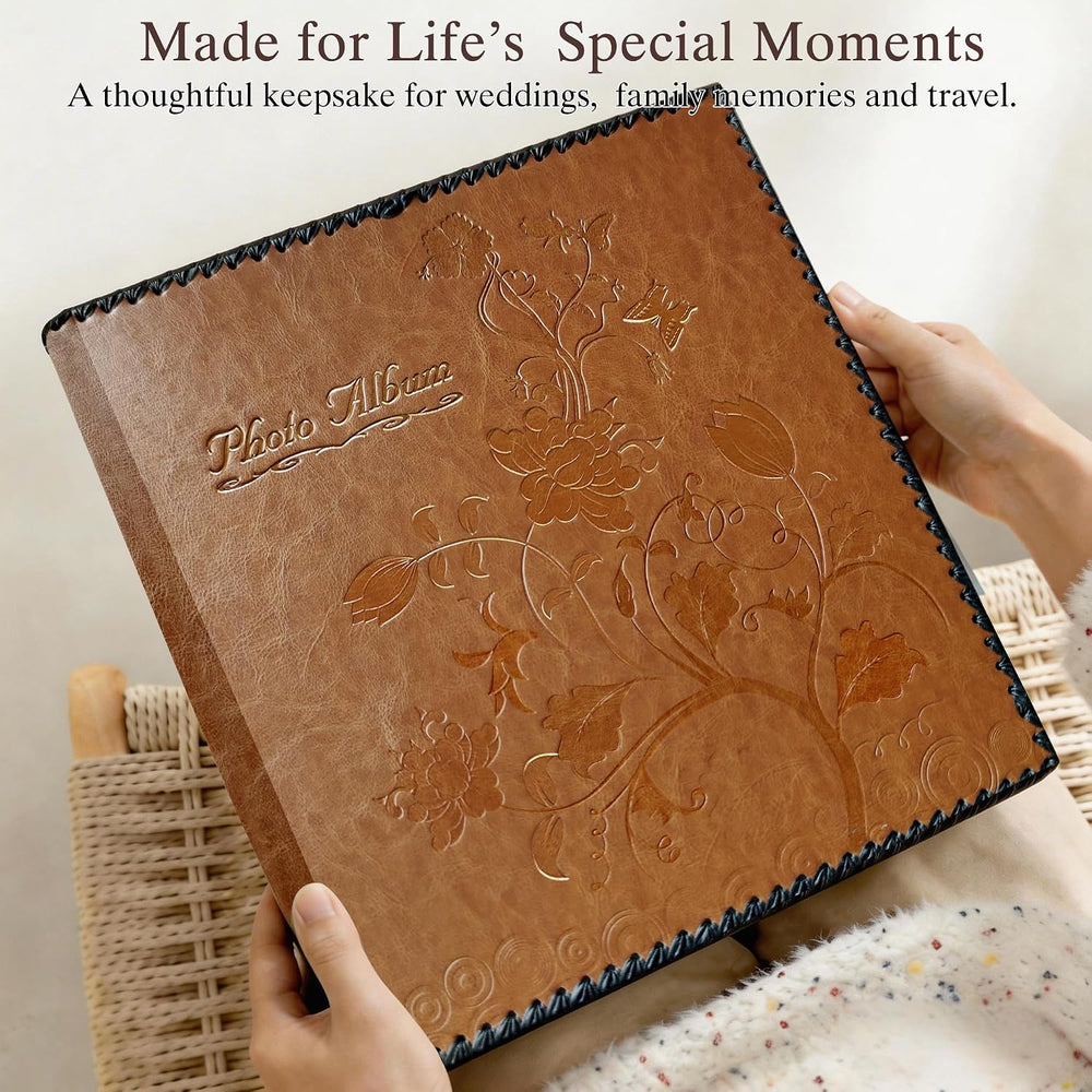 Brown Large Self-Adhesive Photo Album, PU Leather Cover