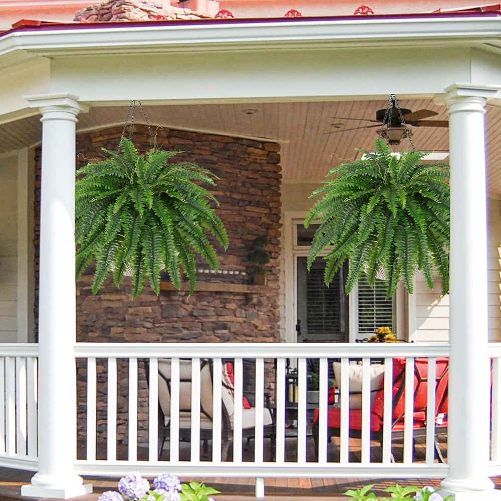 Dkaltm 45" Artificial Boston Fern (Set of 2), Outdoor Plants