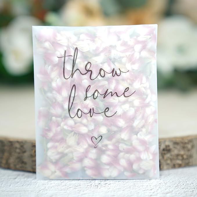 Rainbow Pana 50 Pack Prefilled Confetti Packets | Biodegradable Confetti, Dried Flower Petals | Real Flower Petals to Throw at Wedding, Glassine Bags Rose Wedding Send Off Ideas