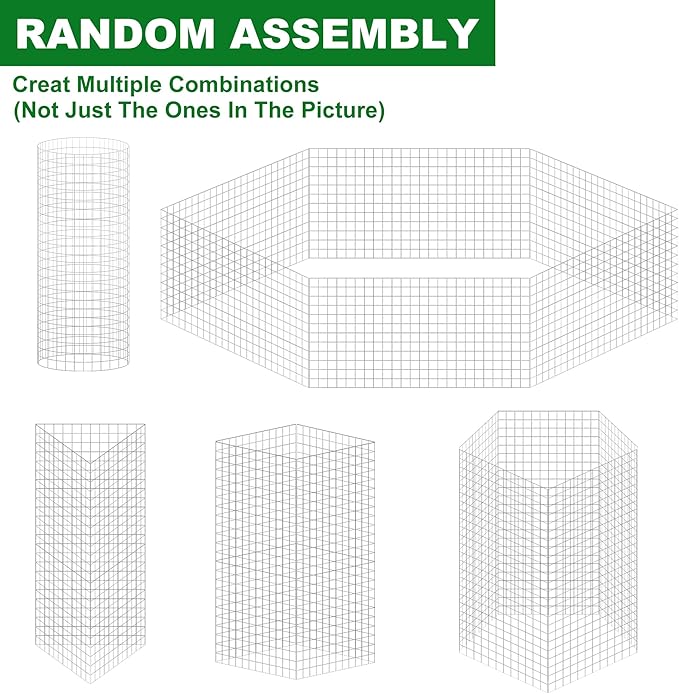 winemana 12 Set Garden Plant Protector Cage, 24x12 in Metal Wire Protectors for Plants, Protection Cages with Stakes & Nylon Ties, Animals Barrier to Keep Rabbit & Chicken Away from Flower Vegetables (36 Pcs)