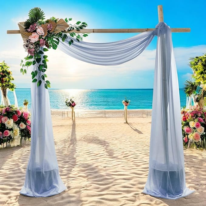 MDS Halloween Chiffon Draping Fabric - 2 Panel, 30" Wide x 30ft Long - Sheer Spooky Arbor & Canopy Drapery for Haunted House Backdrops, Party Ceilings, DIY Costumes & Themed Events - Dusty Blue (Pack of 2)