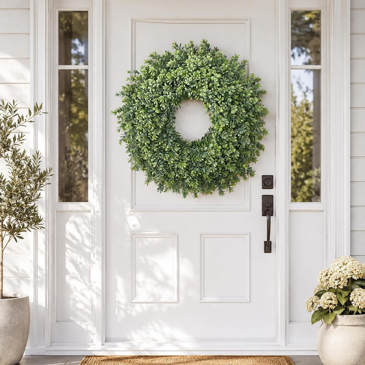 Waipfaru 26'' Fall Boxwood Wreath for Front Door Decor, Green