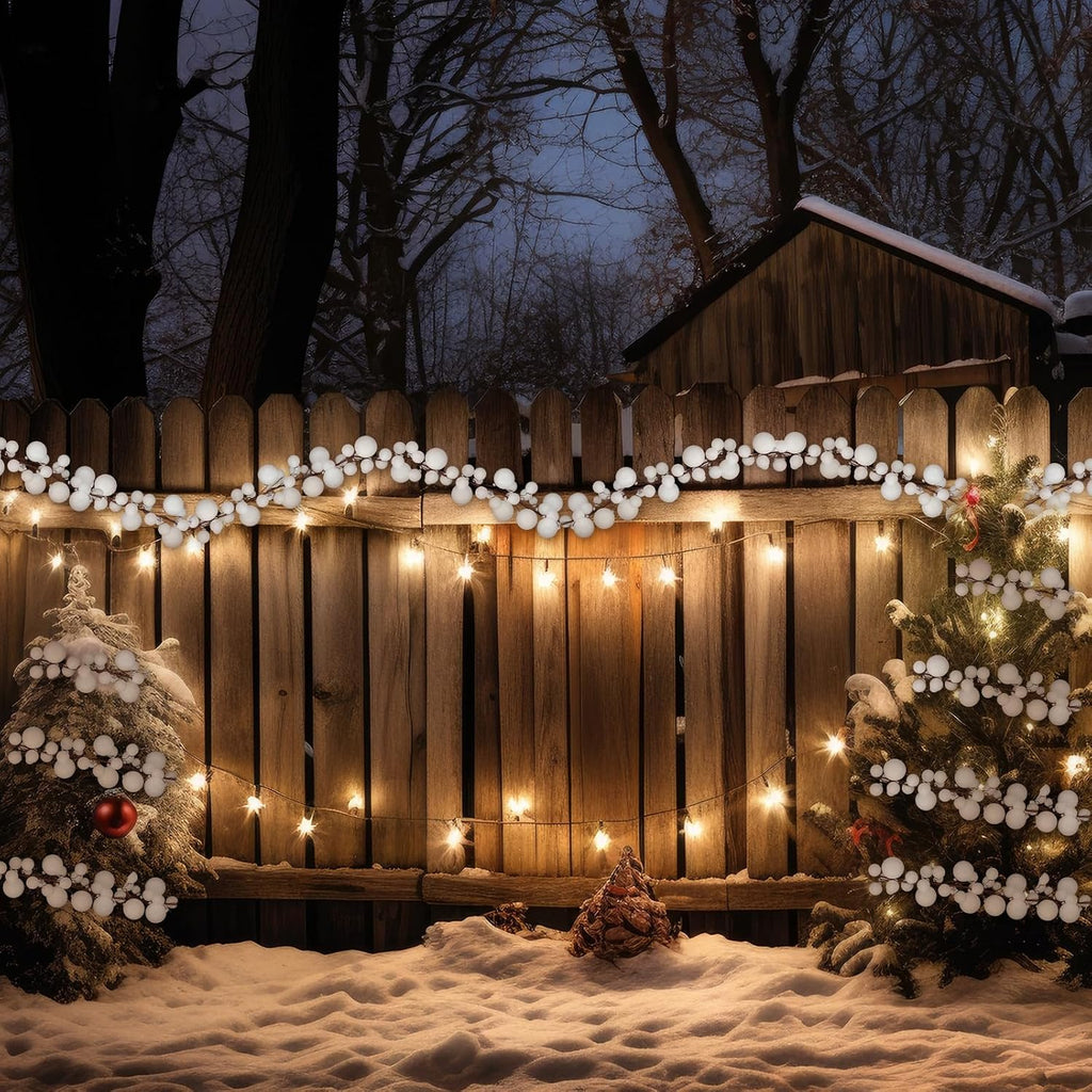 6 ft christmas ball ornament garland, white showing dimensions