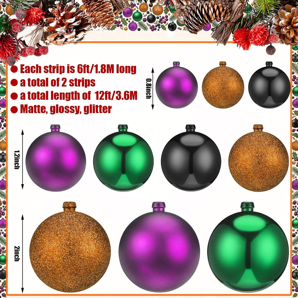 2 Pcs Christmas Ball Ornament Garland, Fantasy, 6 ft