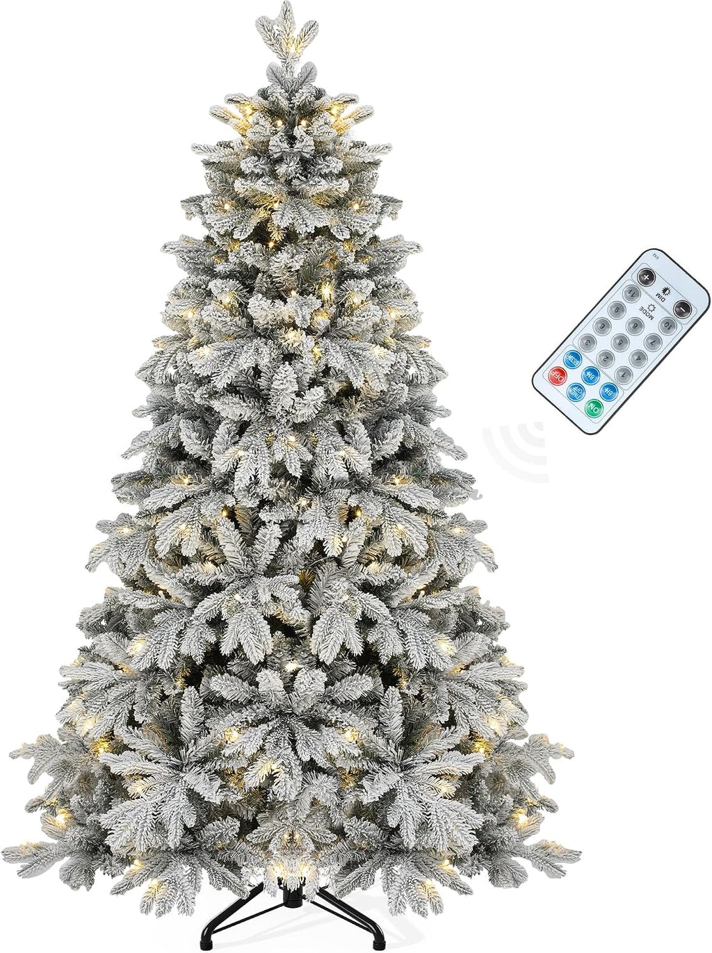 YITAHOME 7.5ft Prelit Flocked Christmas Tree with 1687 PE & PVC Mixed Tips