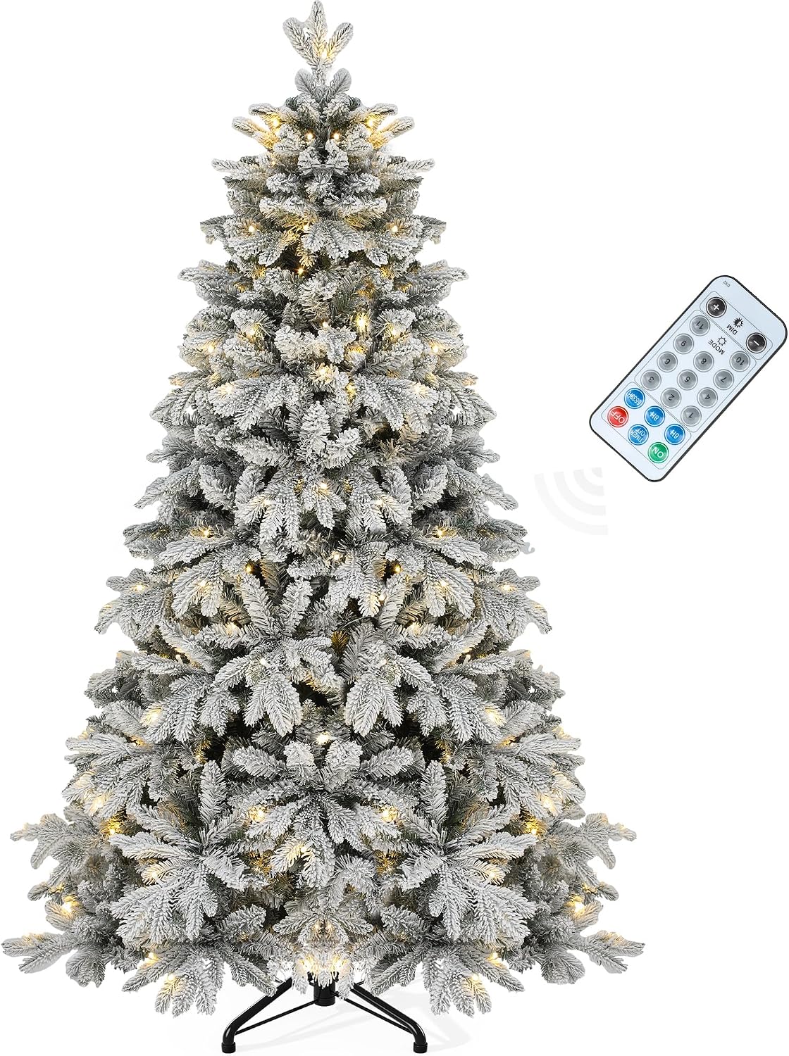 YITAHOME 7.5ft Prelit Flocked Christmas Tree with 1687 PE & PVC Mixed Tips