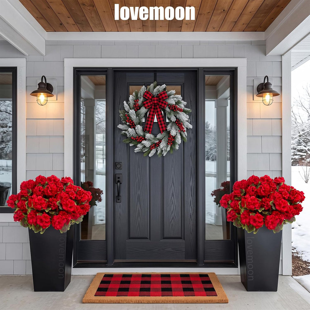 lovemoon 16 Pcs Artificial Geraniums for Outdoor Christmas Decor, Red