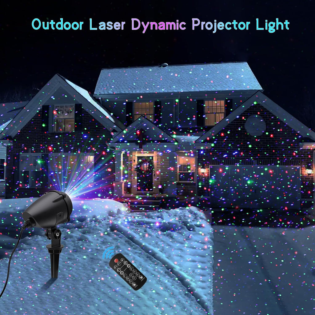 CAIYUE Outdoor Christmas Projector, Three Color RGB Waterproof Projector