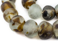 The Bead Chest Super Jumbo Recycled Glass Beads - Brown Swirl, 28 Pieces, Oval, 24-28 x 31-33mm, Bead Strand, Craft Bead