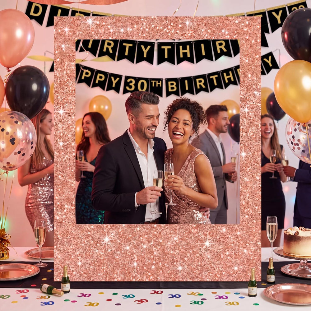 Beeveer 40 x 30 in Large Photo Booth Selfie Frame Props, Rose Gold Vertical