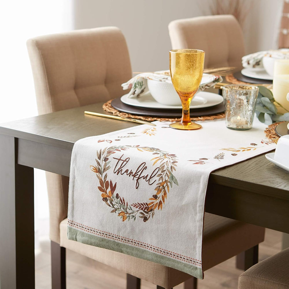 DII Thankful Autumn Collection Fall Tabletop Decoration, Reversible Table Run...
