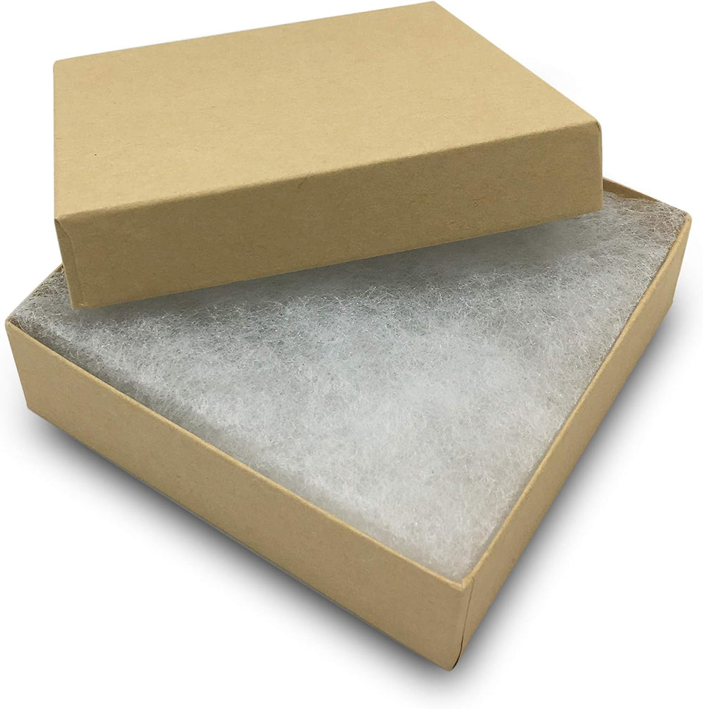 TheDisplayGuys 100 Cardboard Jewelry Gift Boxes with Inserts - Kraft Brown