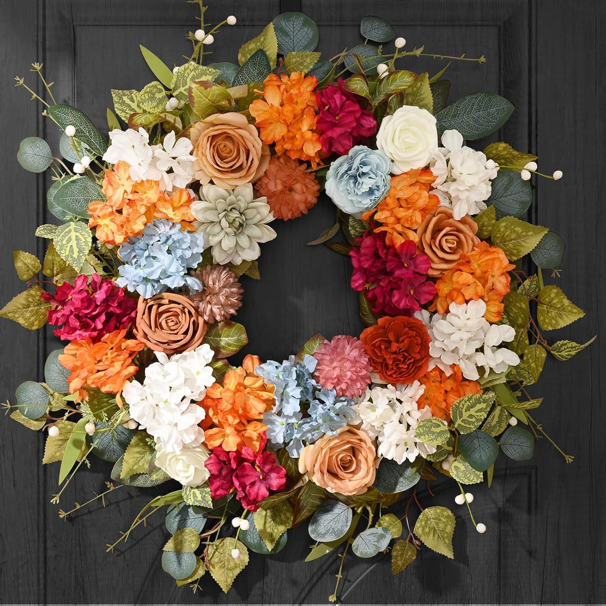 Fall Wreaths for Front Door, 26 Inches Fall Wreath with Hydrangea