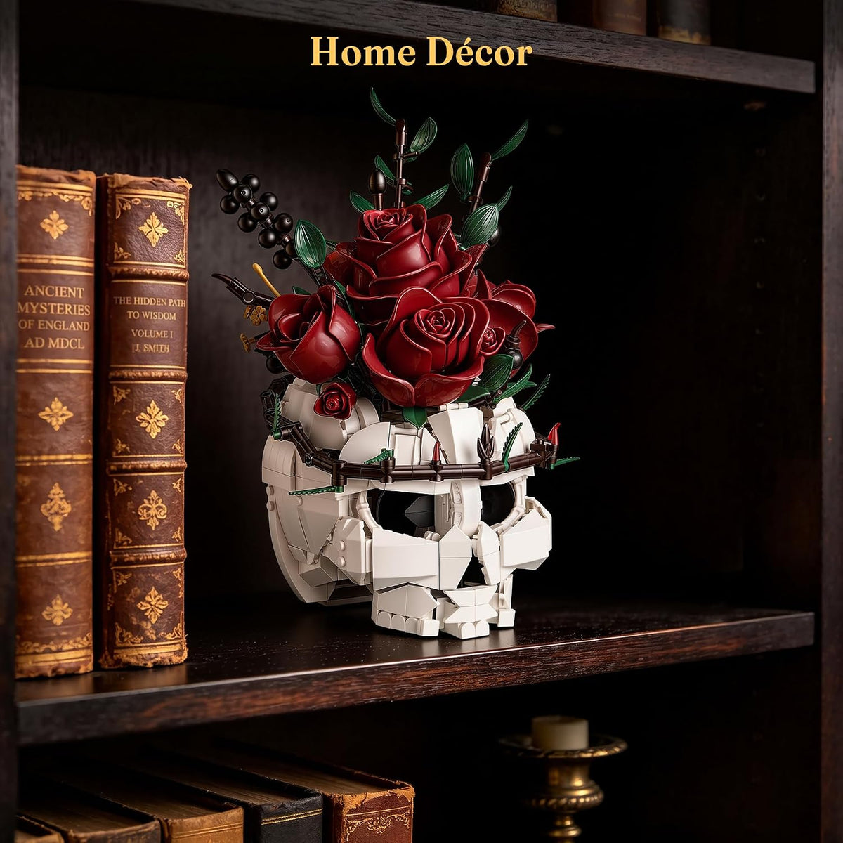 skull building set for adult gothic horror skeleton, front angle view