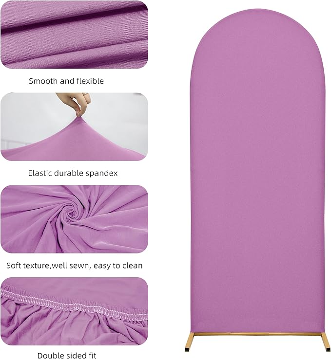Wedding Arch Cover 7.2FT 6.6FT 6FT Arch Backdrop Cover Spandex Fitted Arch Cover for Round Top Chiara Backdrop Stand Covers for Wedding Birthday Party Baby Shower Banquet Ceremony Decoration (Set of 3)