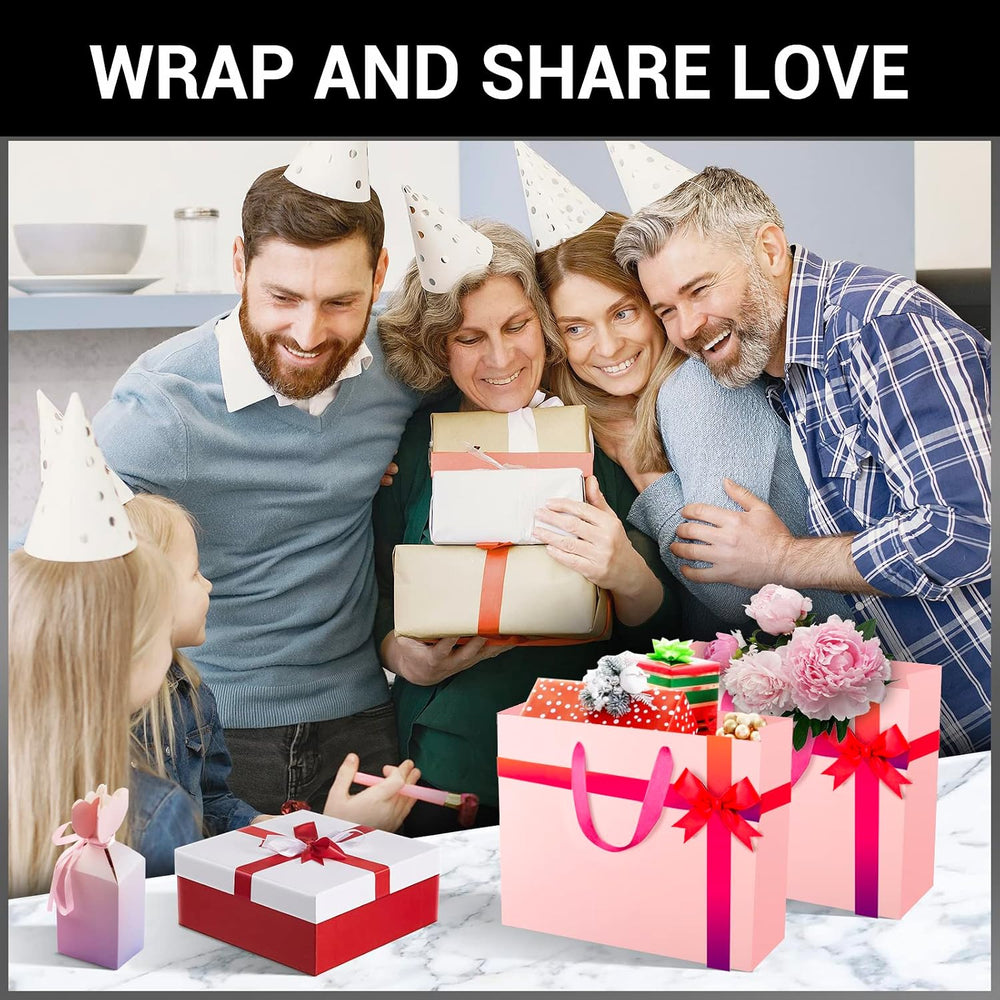 EUSOAR Small Pink Gifts Wrap Bags, 30 Pack 8.6x3.9x7 inches Shopping Bags wit...
