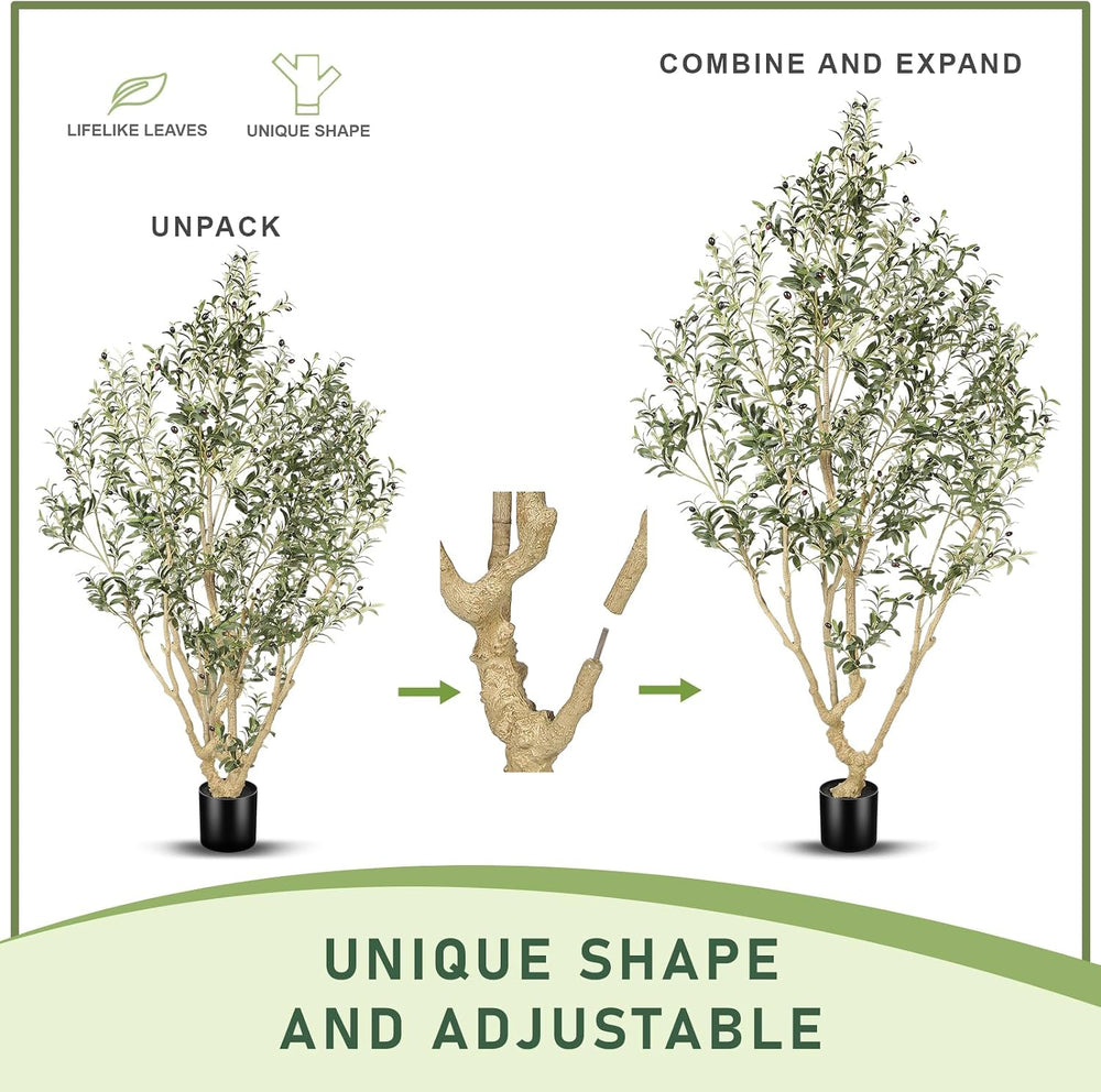LYERSE Faux Olive Tree 8ft with Large Olive Branches and Lifelike Leaves