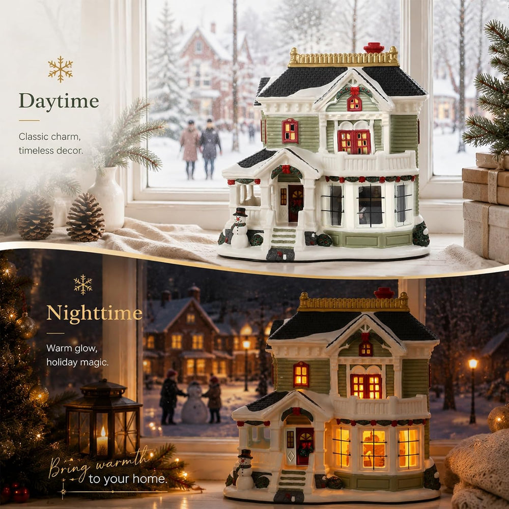 Christmas Village Houses, Lighted Ceramic Christmas Victorian Buildings