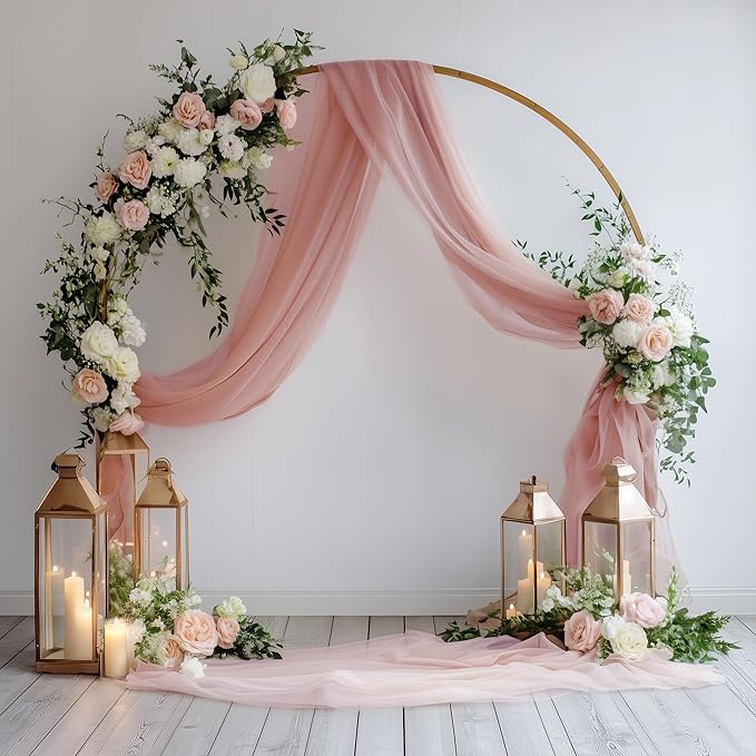Wedding Arch Draping Fabric 6 Panels 28.7" x 20FT Dusty Rose Sheer Chiffon Backdrop Drapes for Wedding Ceremony Birthday Party Bridal Shower Outdoor Decoration