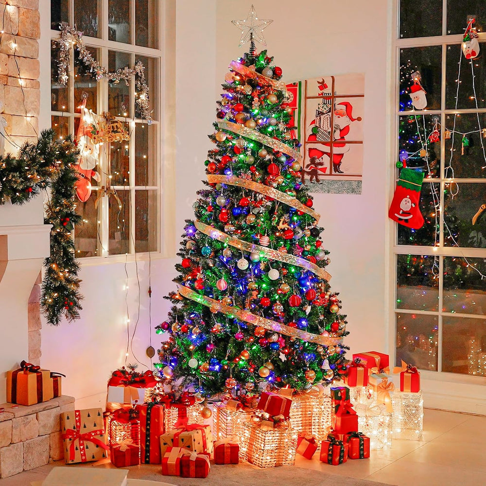Hykolity 6 ft Prelit Artificial Christmas Tree with Multicolor LEDs