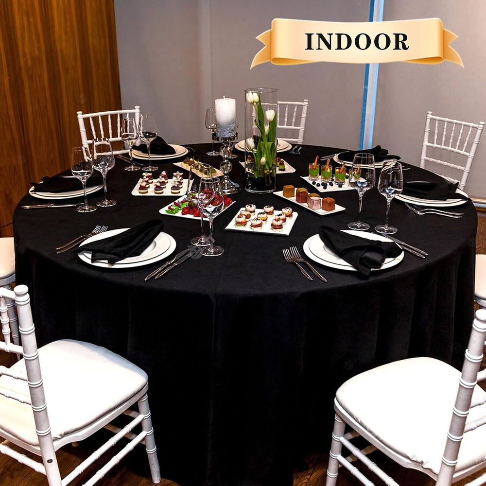 sancua 90 Inch Round Tablecloth Fit 30-72 Inch Tables, Black 6 Pack Circle