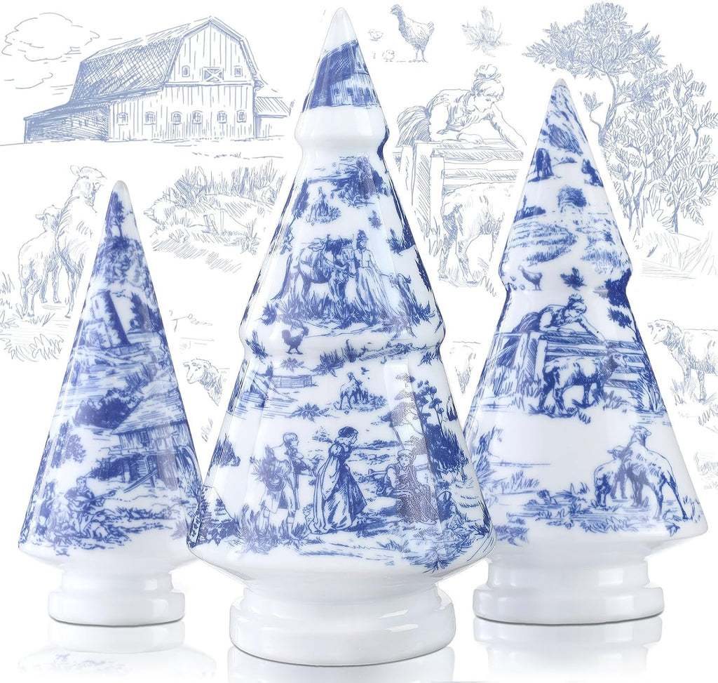 Soaoo 3 Pcs Ceramic Christmas Tree Concise Style, 6, 8, 10 Inch