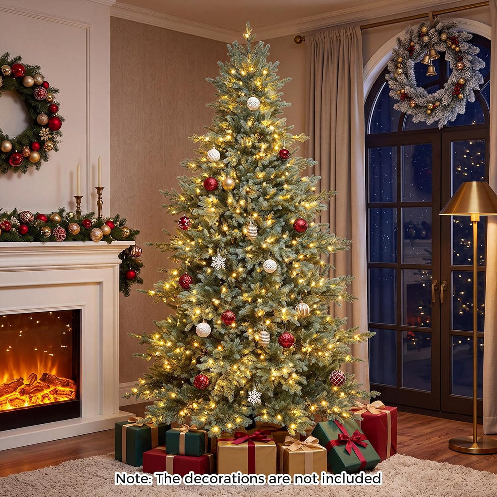 HAPPYGRILL 8 FT Pre-Lit Artificial Christmas Tree w/ 630 Warm White Lights