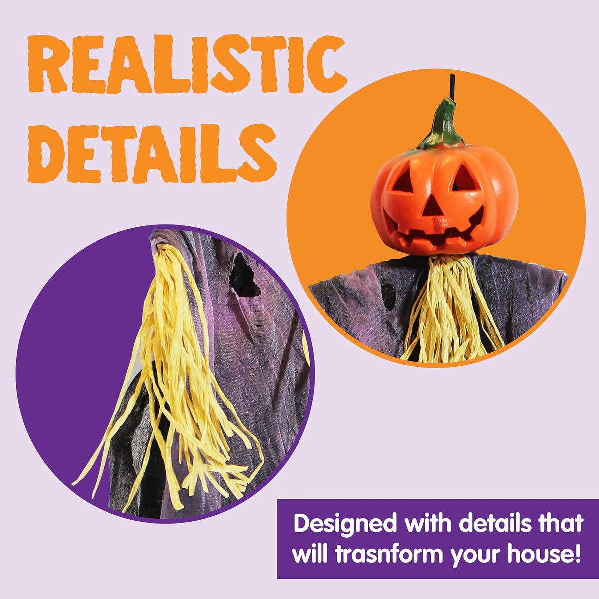 JOYIN 3 Pack 35” Hanging Ghosts Witch Pumpkin Decor Hanging Halloween Decorations Outdoor Halloween Decor, Scary Flying Witch Grim Reapers Haunted House Front Porch Decor Yard Garden Lawn Party