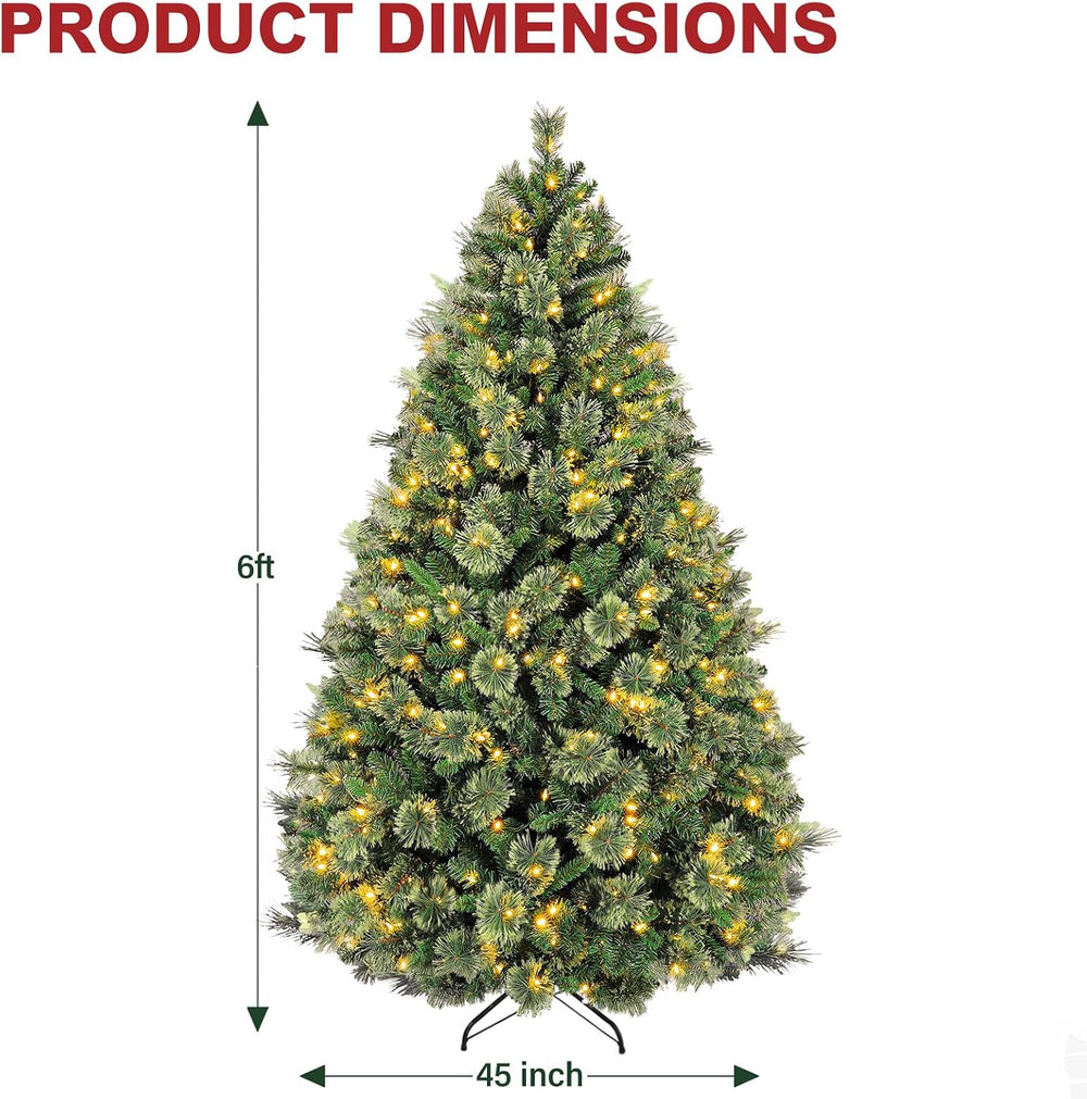 Hykolity 6 ft Prelit Artificial Christmas Tree with 350 Warm White LEDs