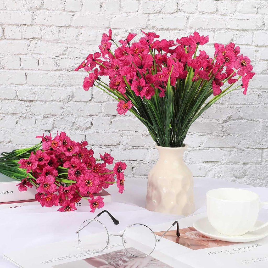 Lyrow Violet Artificial Flowers, Cluster, Rosy