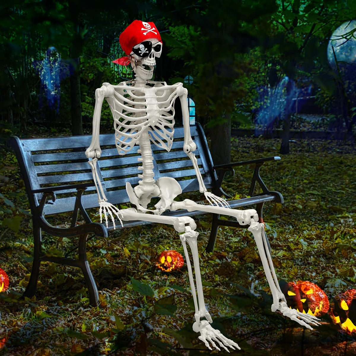 MyoGrip 5.5 FT Skeleton Halloween Decorations, Posable Full Body Life-Size Skeleton Prop with Movable Joints for Halloween Decorations Haunted House Outdoor Yard Prop