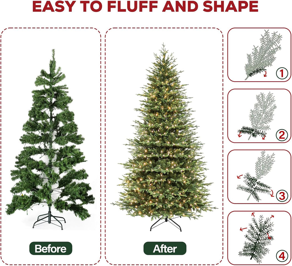 Hykolity 9 ft Prelit Artificial Christmas Tree with 600 Warm White LEDs