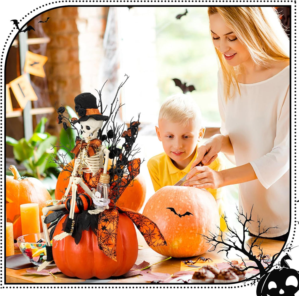 Daifunli Halloween Table Centerpieces Decorations, Skull Pumpkin