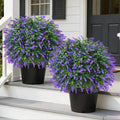 Grooy Artificial Set of 2 UV Resistant Boxwood Topiary Ball with Lavender