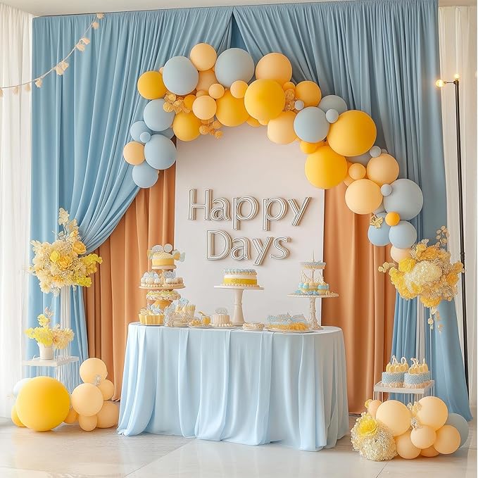 Metal Arch Backdrop Stand and Cover Set, 7.2FT, 6FT Party Backdrop, Easy to Assemble, Backdrop Stand for Parties, Birthday, Baby Shower (Set of 2)