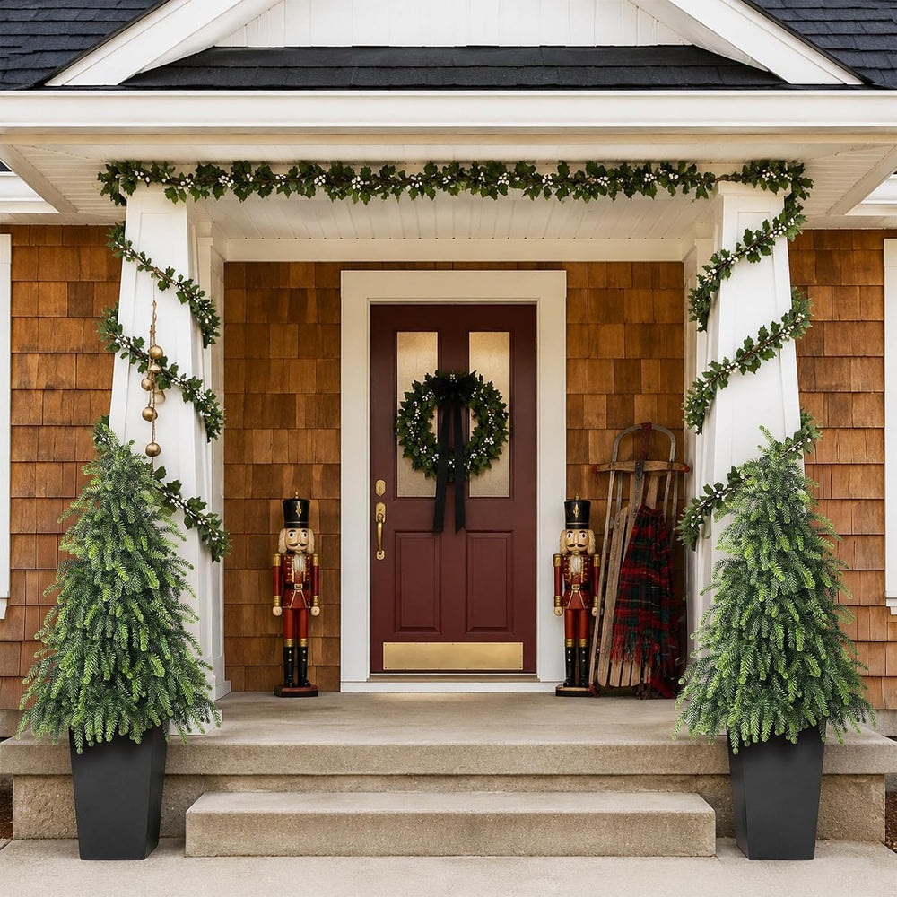 2Set 4FT Artificial Christmas Norfolk Pine Tree for Front Porch Decoration