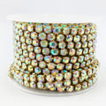 10 Yard Crystal AB Rhinestone Close Chain Clear Trim Sewing Craft (Gold, 6mm)